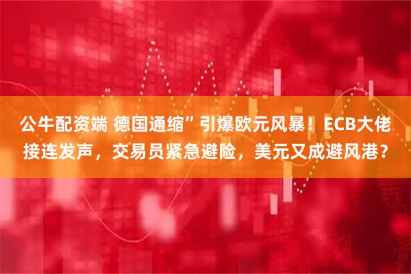 公牛配资端 德国通缩”引爆欧元风暴！ECB大佬接连发声，交易员紧急避险，美元又成避风港？